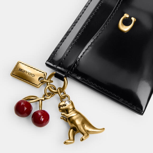 Coach Essential Card Case In Spazzolato Leather With Charms NWT. - Picture 2 of 3